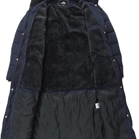 Women Waterproof Long Winter Coat Thickened Navy Alternative Puffer Jacket - Picture 3 of 5